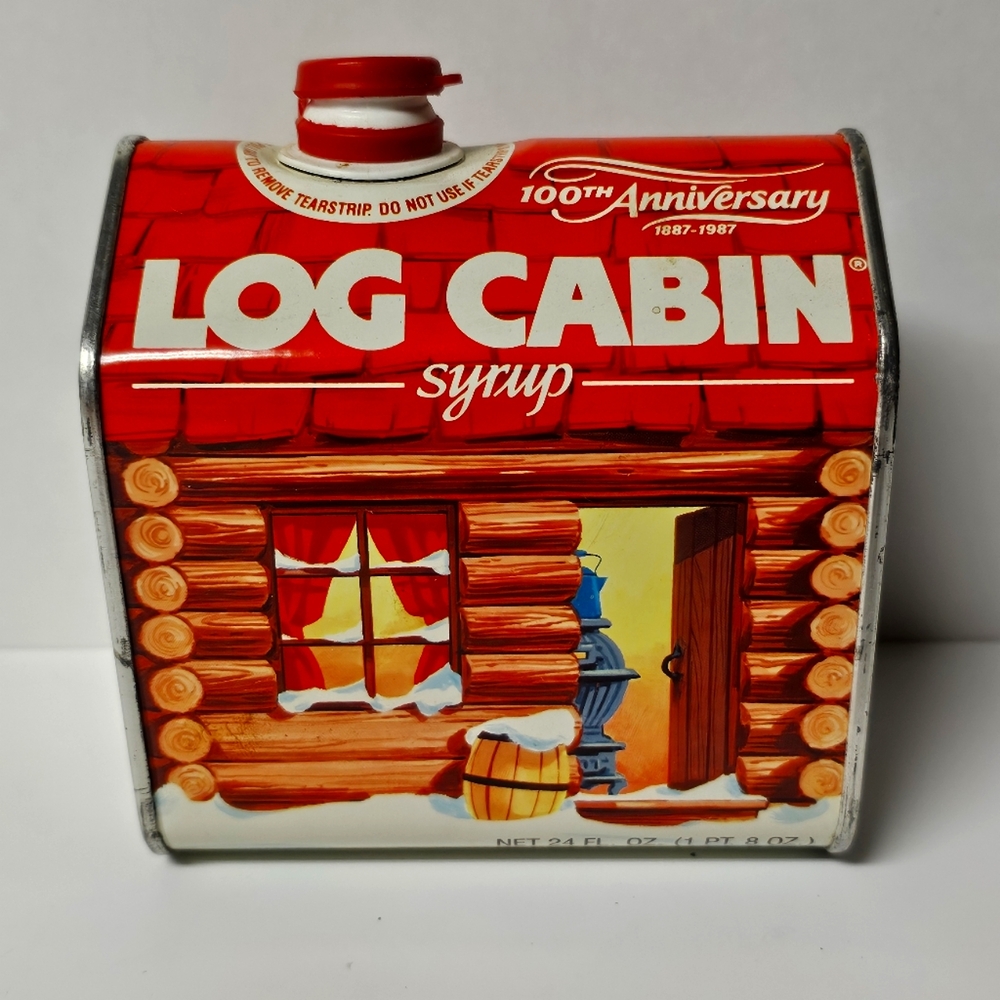 Vintage 100th Anniversary 1887-1987 Log Cabin Syrup Tin